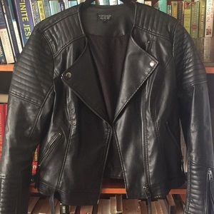 Excellent confirm faux leather topshop jacket